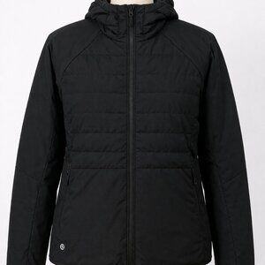 LULULEMON Down Puffer Coat Jacket Women's L? XL? Hooded Grey Goose Fill Black